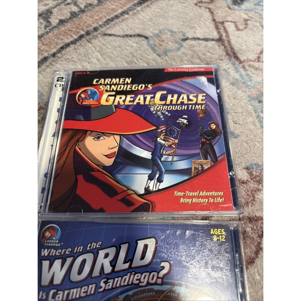 Carmen Sandiego's‎ Great Chase Through Time (PC, 1999) complete used 2-disc game